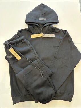 Essentials Black Hoodie and Jogger Set